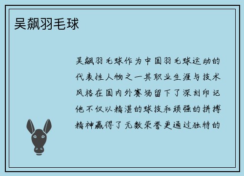 吴飙羽毛球
