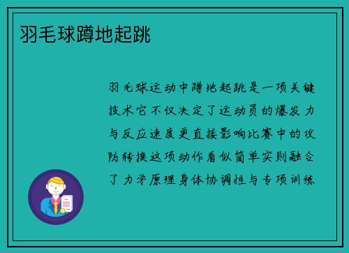 羽毛球蹲地起跳